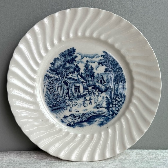 (2) [RARE] vintage ironstone blue transferware dinner plates JAPAN blue willow - Picture 1 of 5